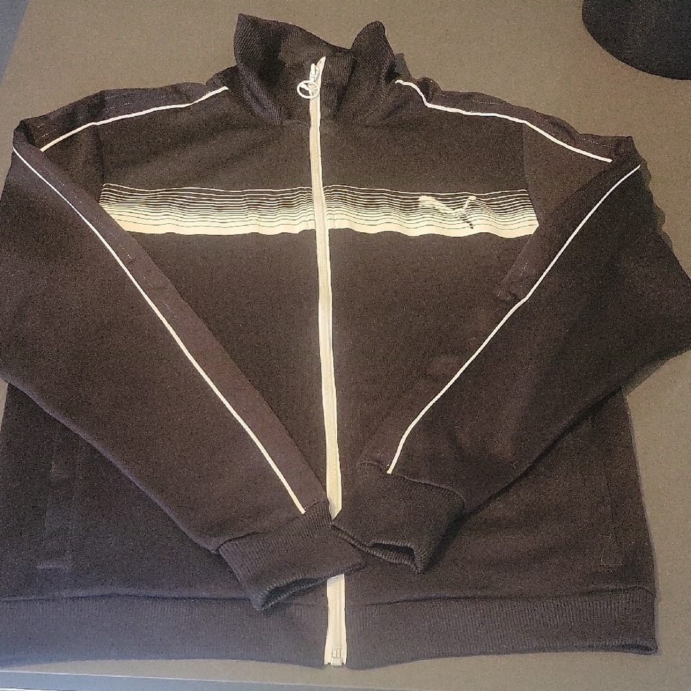 Puma Men's Black and White Zip-Up Track Jacket